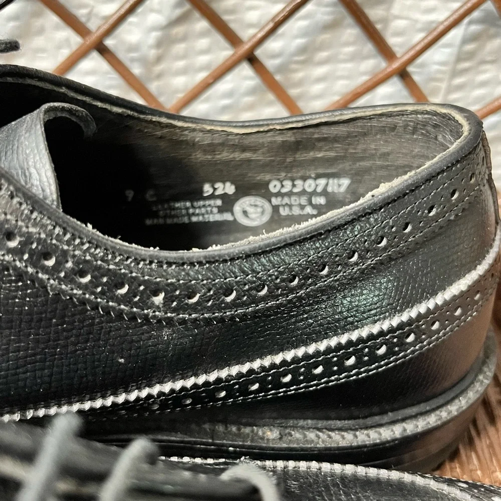 Vintage Executive Imperials Black Wingtip Full Brogue Oxfords Shoes Size 9C